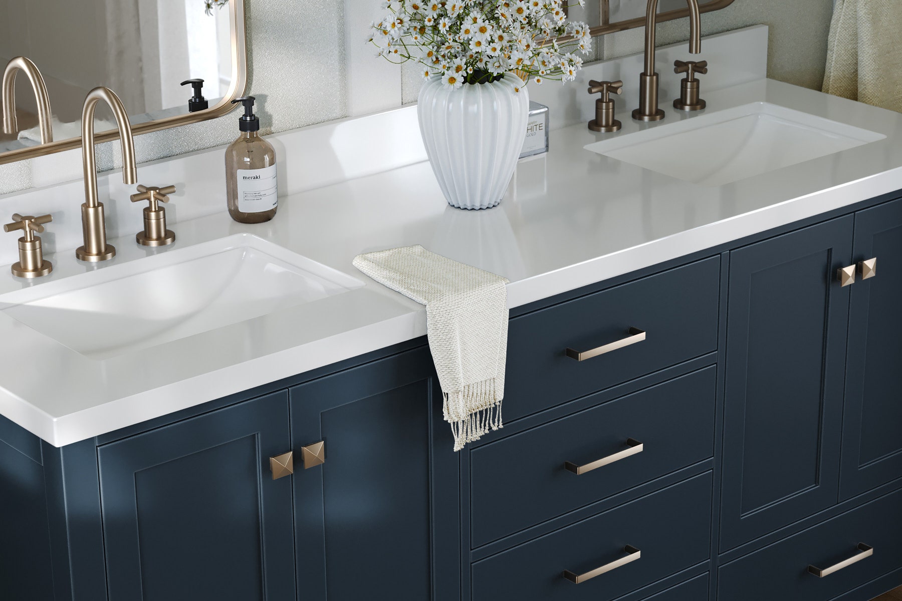  ARIEL Cambridge White Double Sink Bathroom Vanity 73